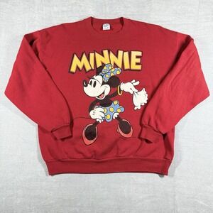 Vintage 80s Velva Sheen Minnie Mouse Sweatshirt Red Adult XL Made In USA Disney